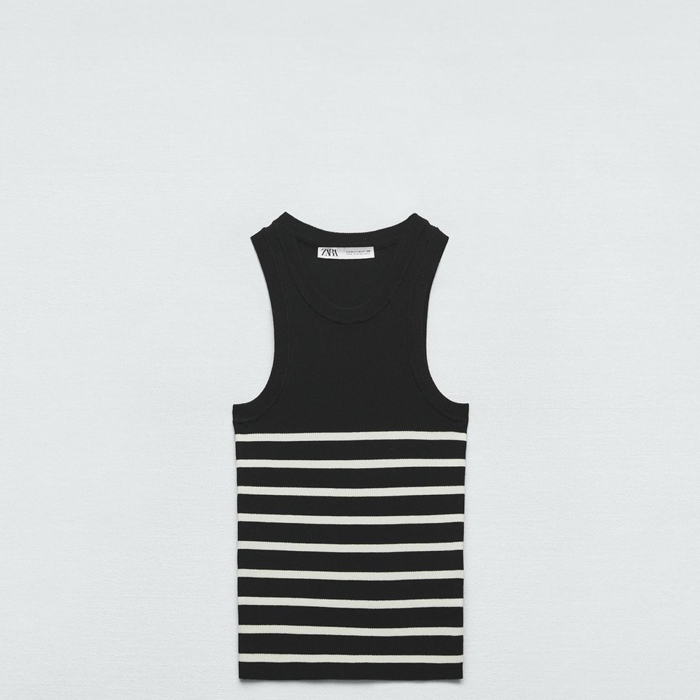 Zara Monochrome Striped Sleeveless Top